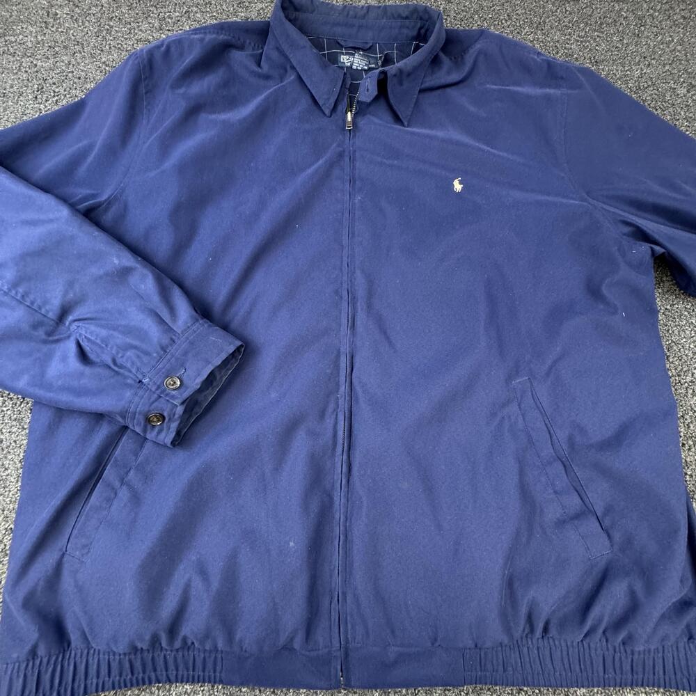 Polo By Ralph Lauren Jacket Mens 3XLT Blue Bomber Lined Collared Embroidered